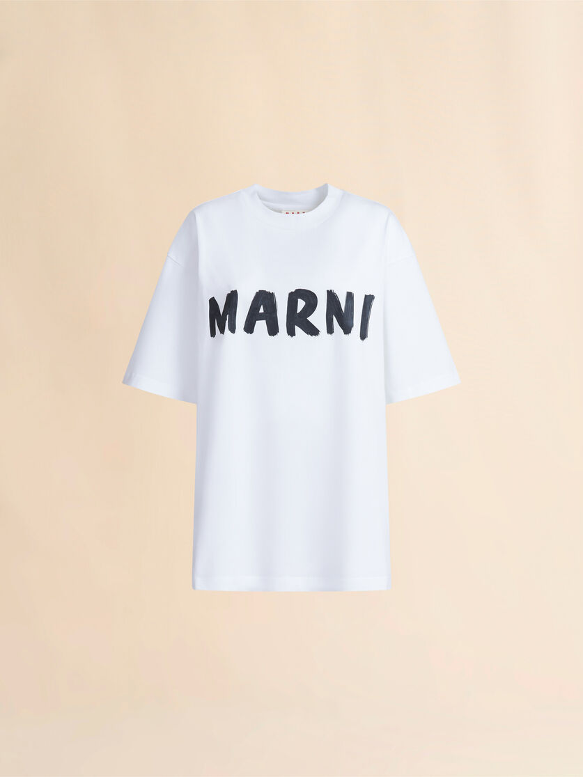 stutterheim x marni White organic cotton T-shirt with logo