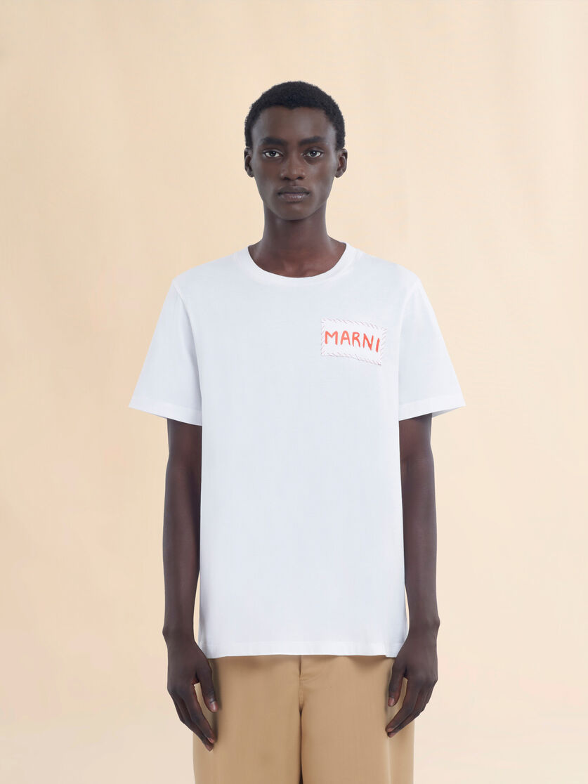 Stutterheim X Marni White Organic Cotton T-shirt With Marni Patch