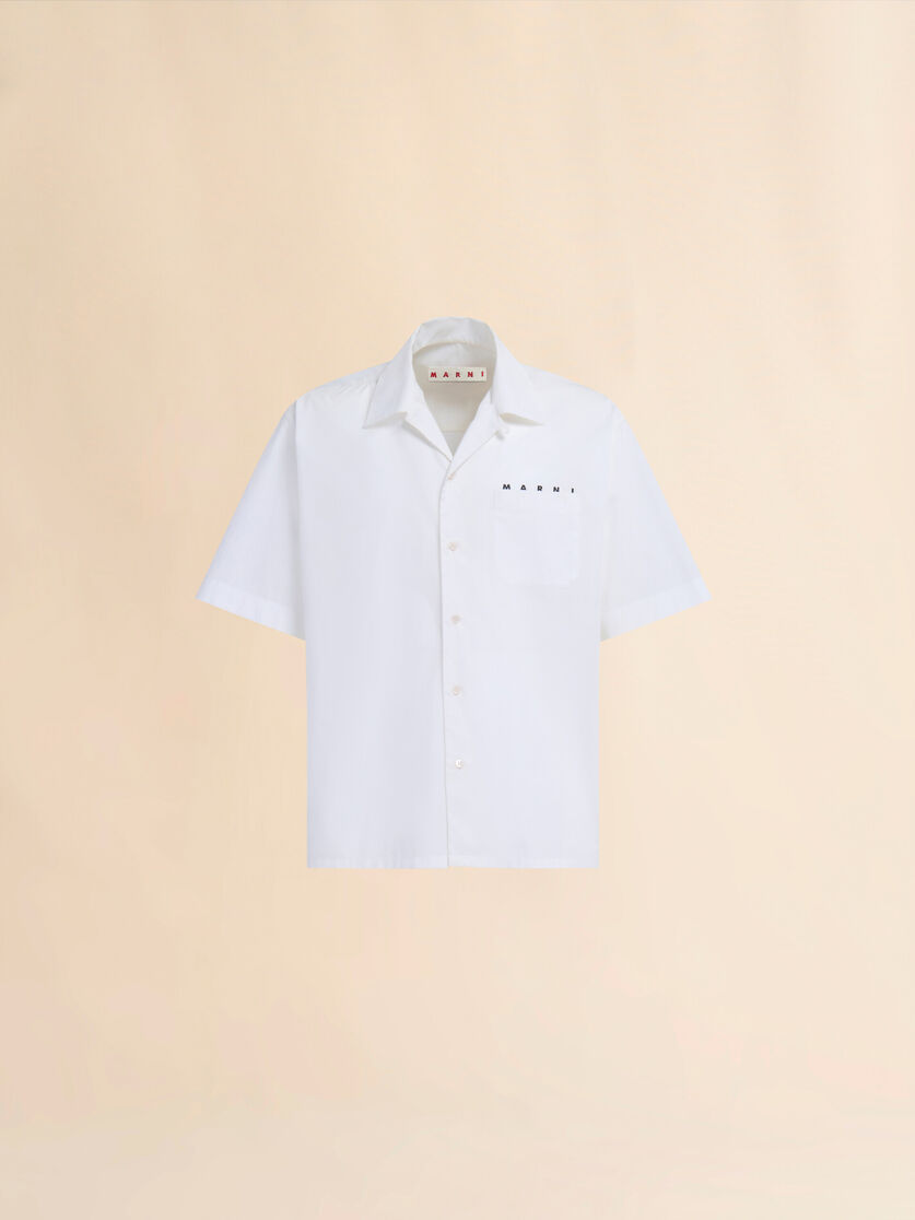 stutterheim x marni White organic poplin bowling shirt with hidden logo