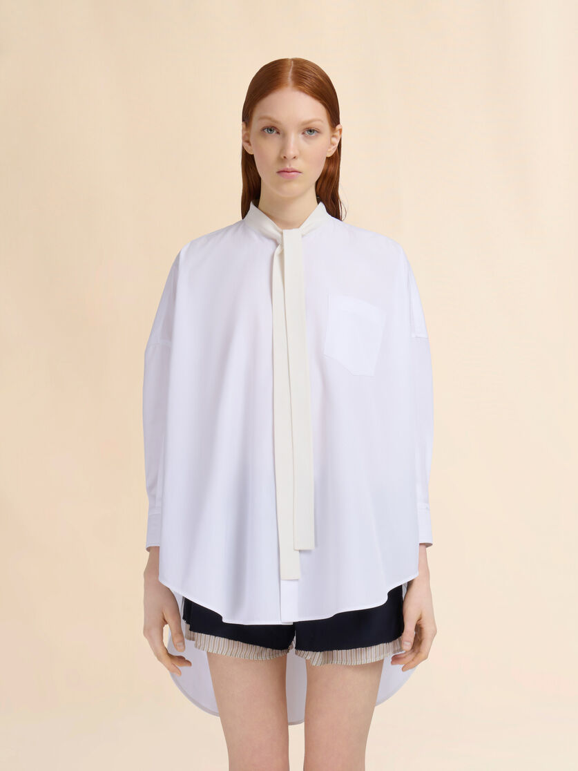 Stutterheim X Marni White Organic Poplin Shirt With Bow