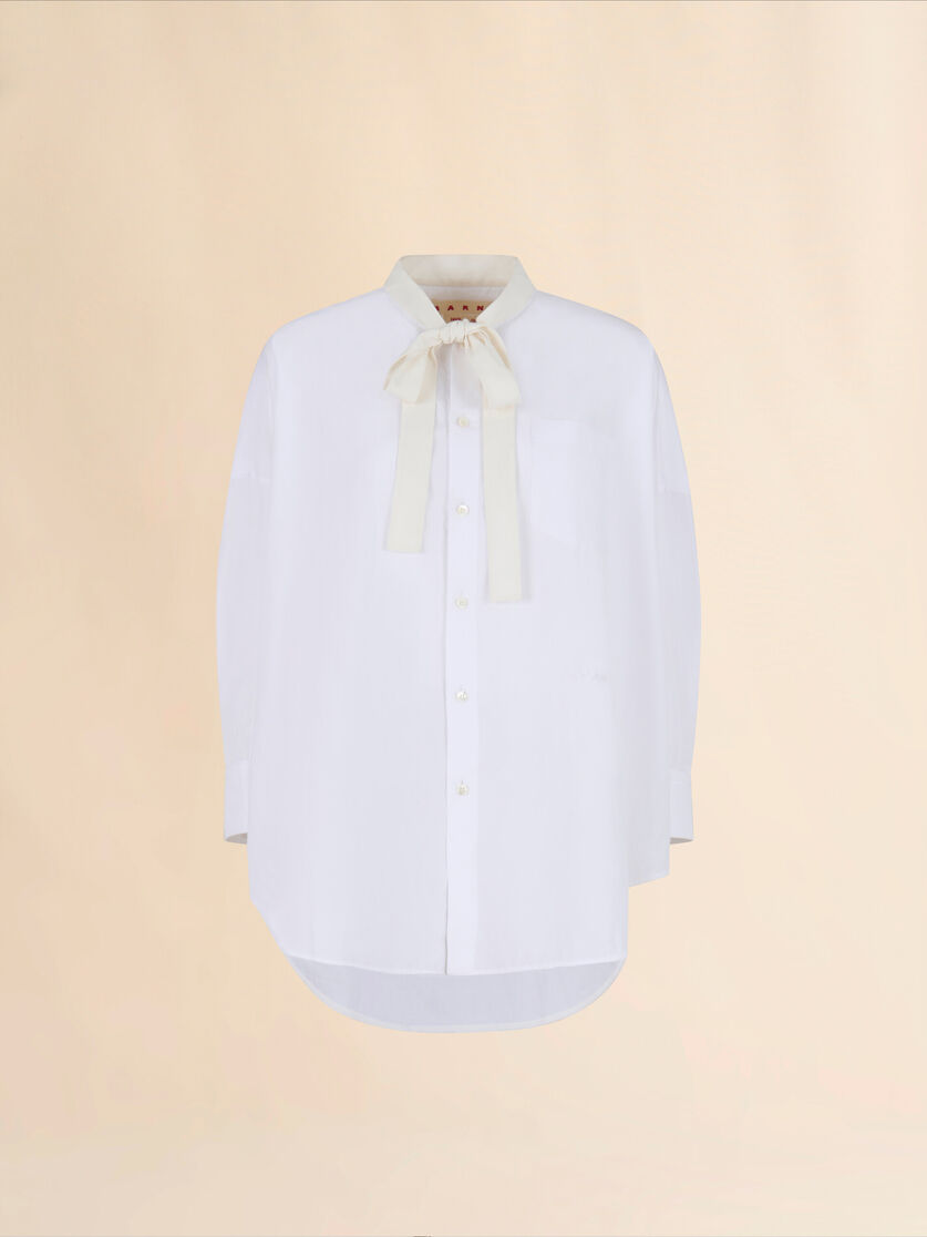 stutterheim x marni White organic poplin shirt with bow