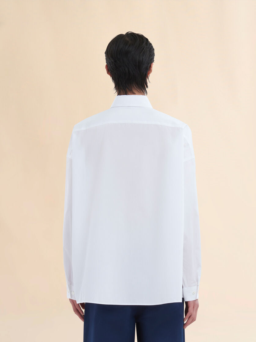 Stutterheim X Marni White Organic Poplin Shirt With Peeping Marni Logo