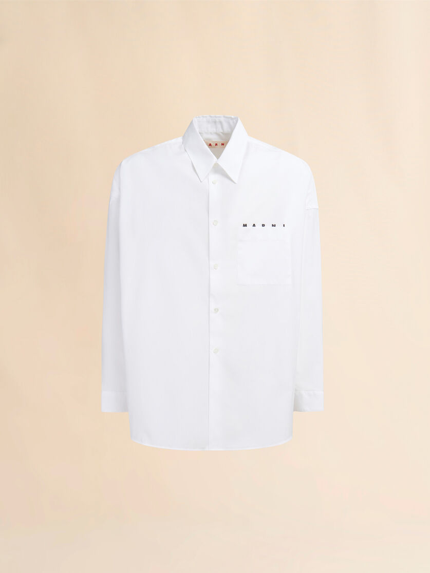 stutterheim x marni White organic poplin shirt with peeping Marni logo