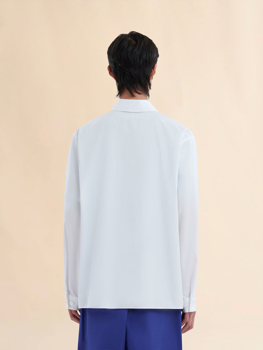Stutterheim X Marni White Organic Poplin Zip Shirt With Hidden Logo