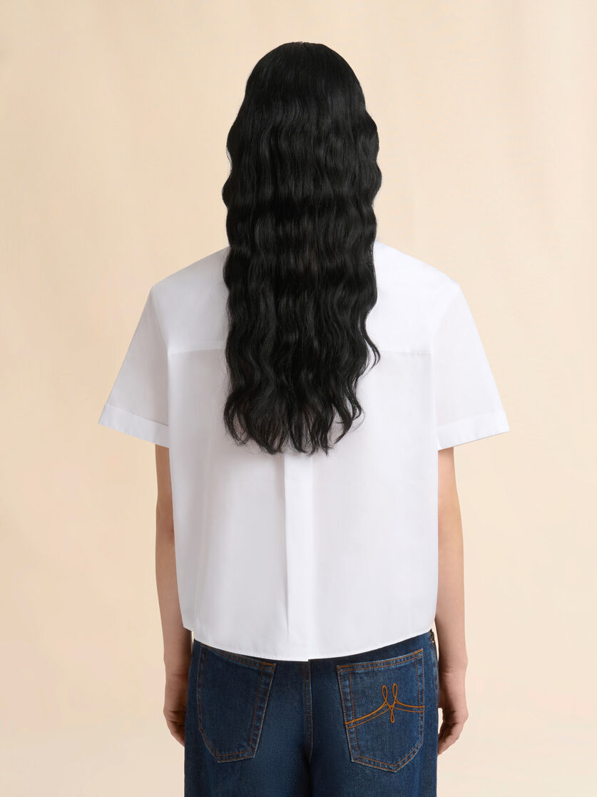 Stutterheim X Marni White Poplin Cropped Shirt With Melodia Collar