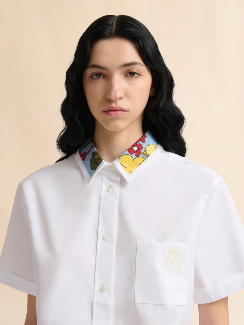 Stutterheim X Marni White Poplin Cropped Shirt With Melodia Collar