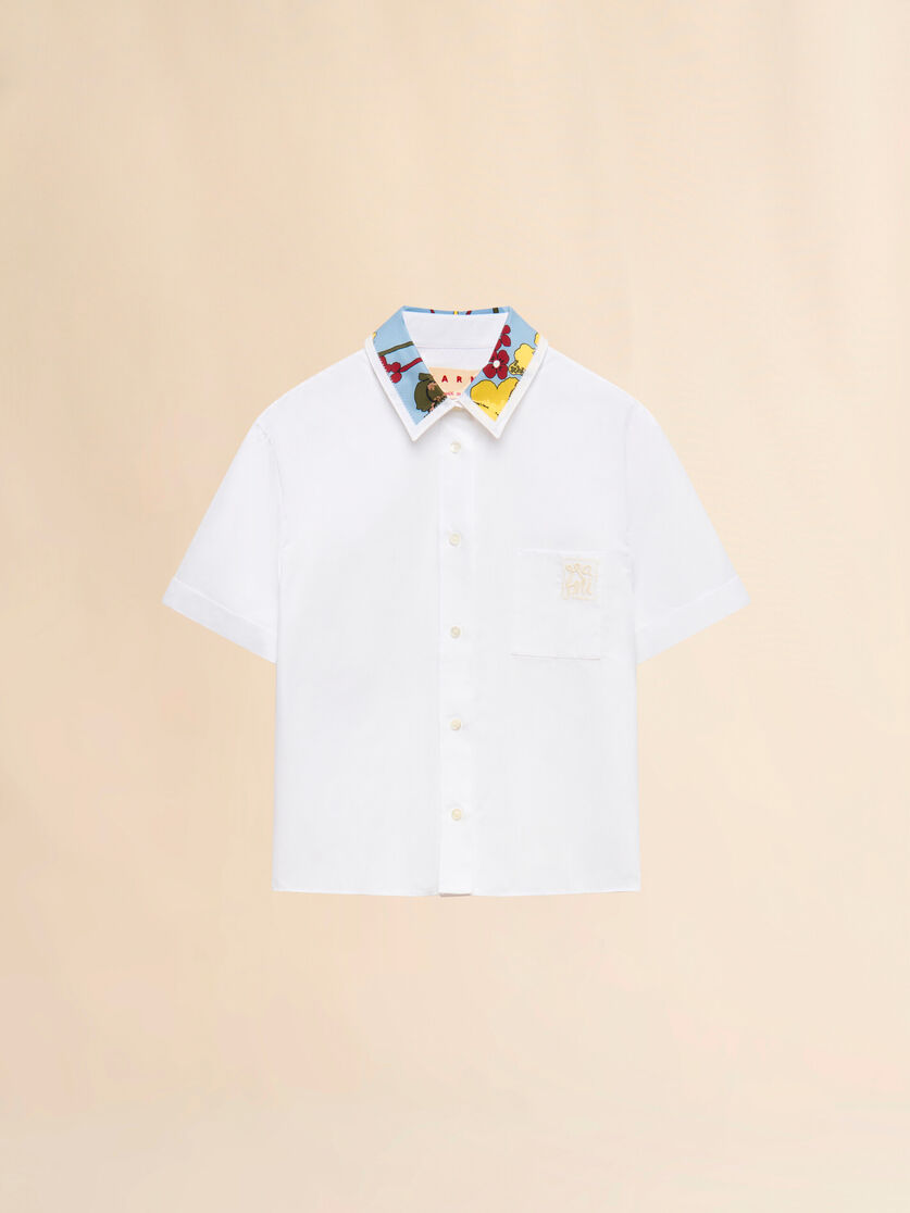stutterheim x marni White poplin cropped shirt with Melodia collar