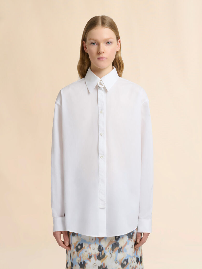 Stutterheim X Marni White Poplin Shirt With D-ring Neck Strap