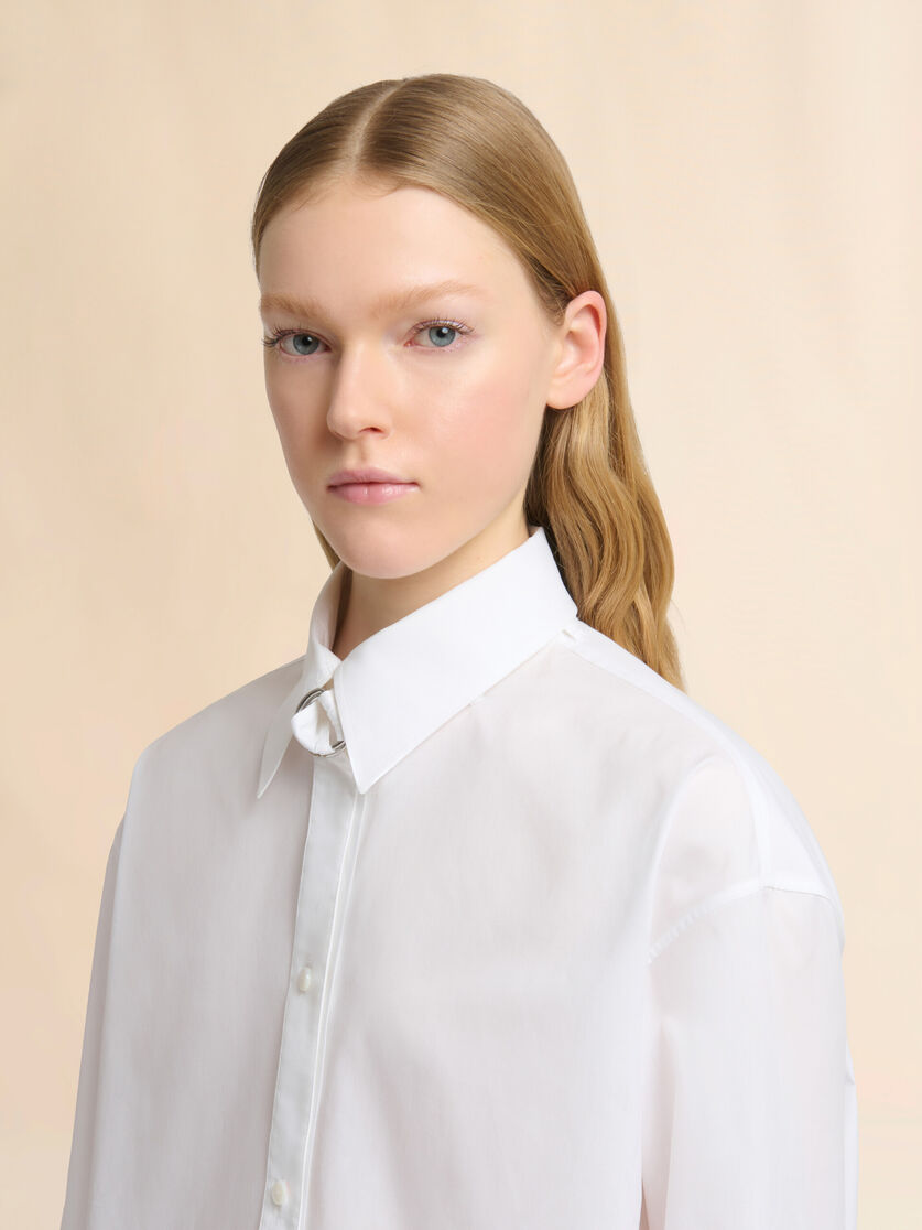 Stutterheim X Marni White Poplin Shirt With D-ring Neck Strap