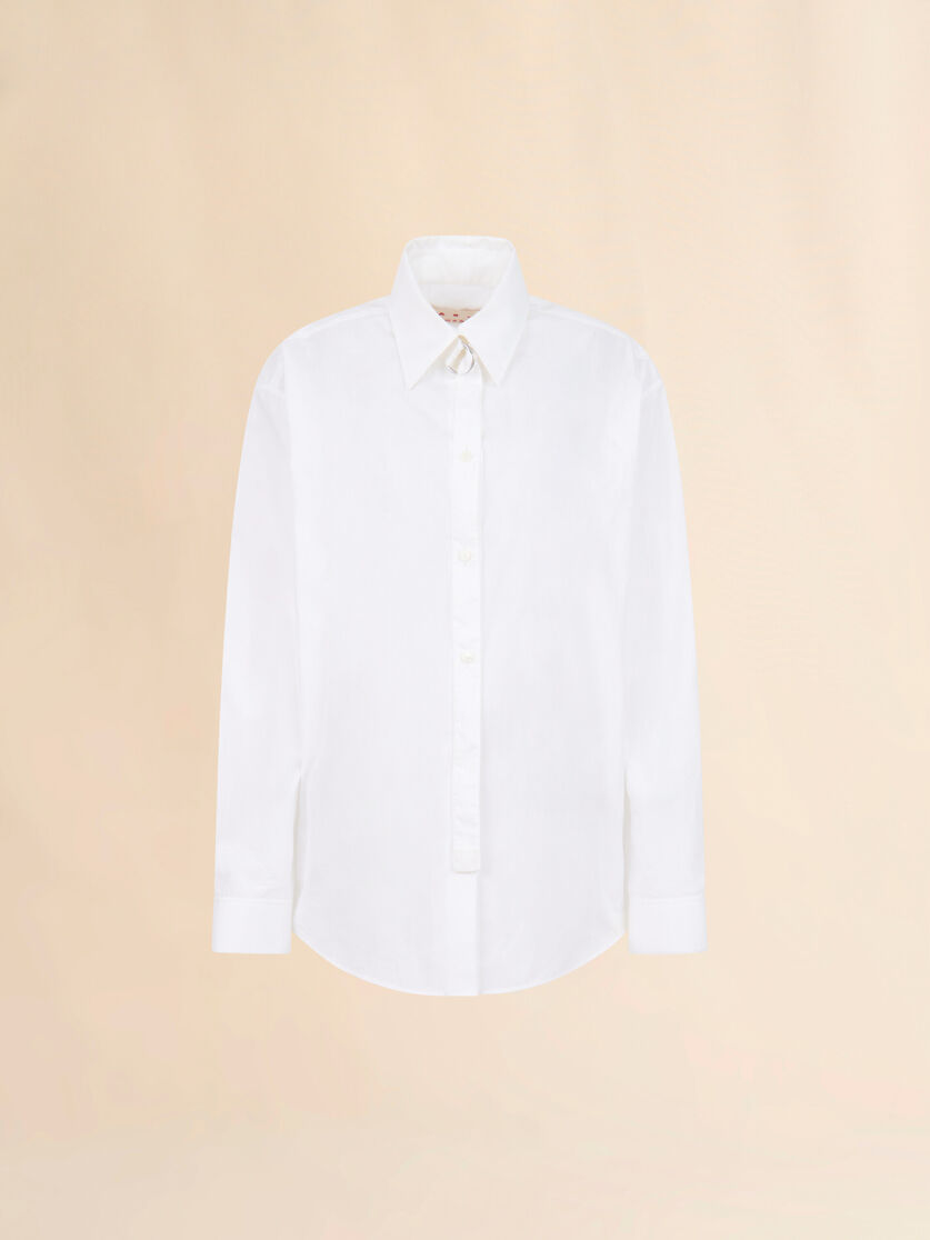 stutterheim x marni White poplin shirt with D-ring neck strap