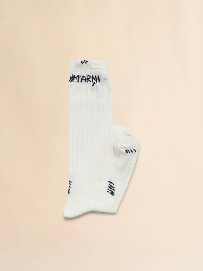 Stutterheim X Marni White Ribbed Cotton Socks With Marni Mending