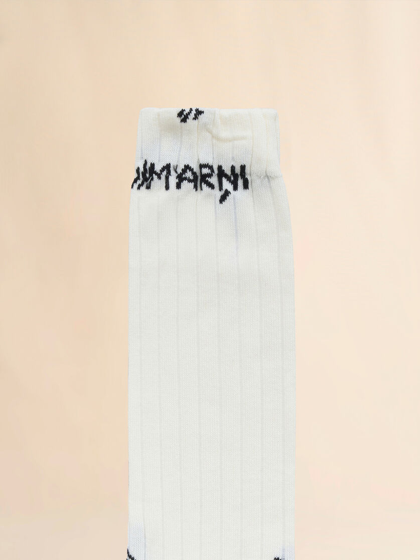 Stutterheim X Marni White Ribbed Cotton Socks With Marni Mending
