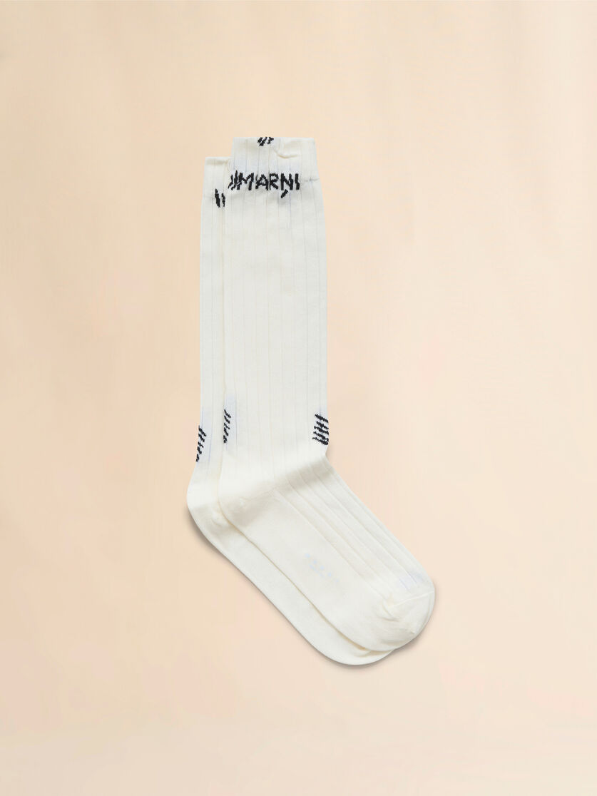 stutterheim x marni White ribbed cotton socks with Marni Mending