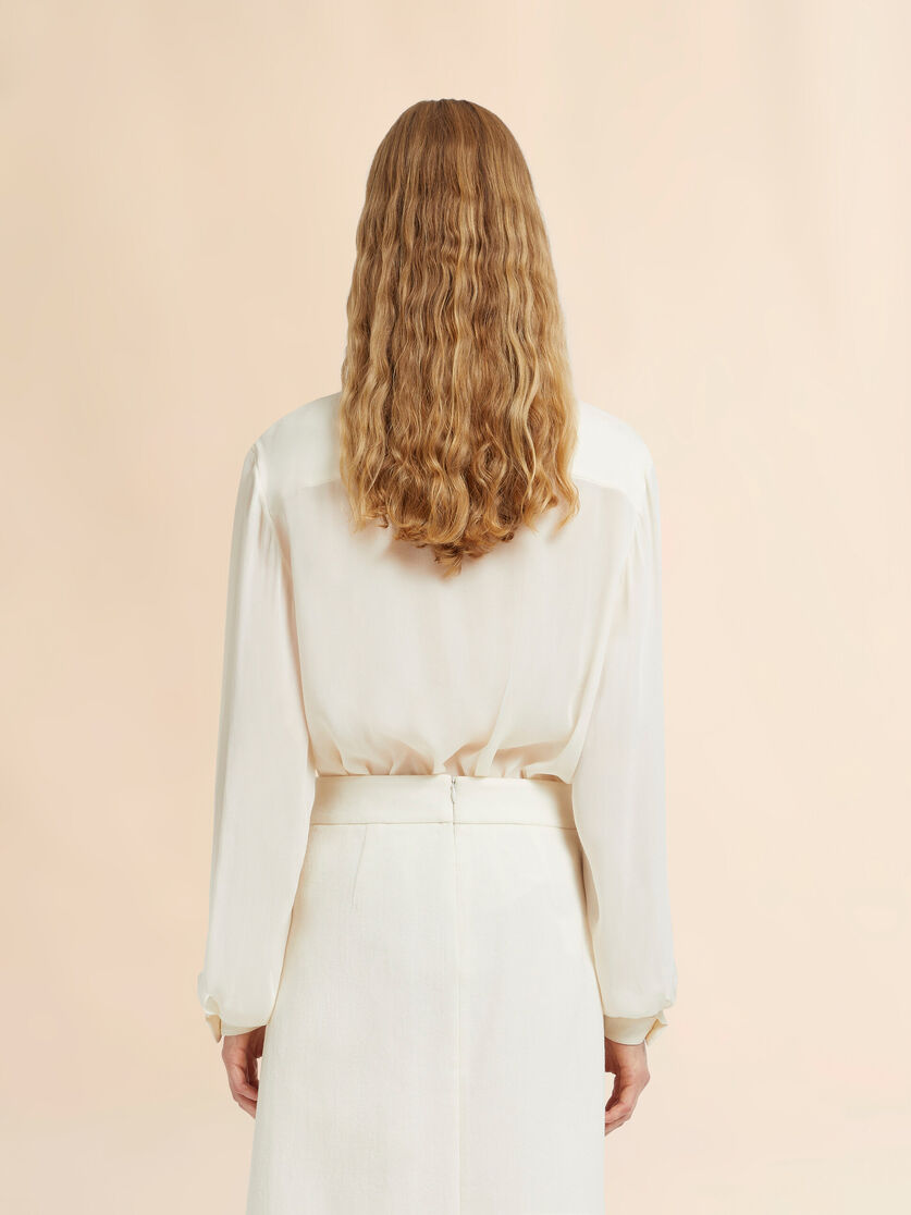 Stutterheim X Marni White Silk Georgette Shirt With Ruffles