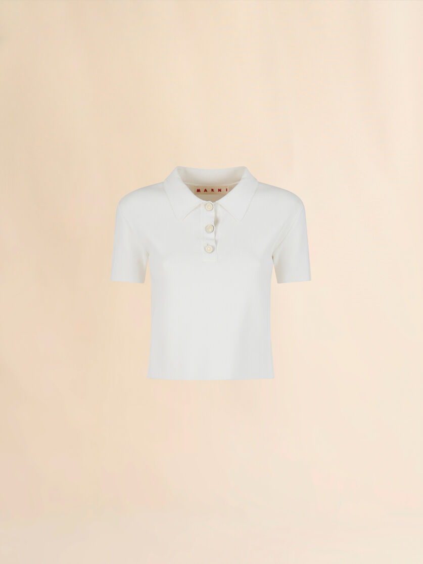 stutterheim x marni White viscose half-and-half polo