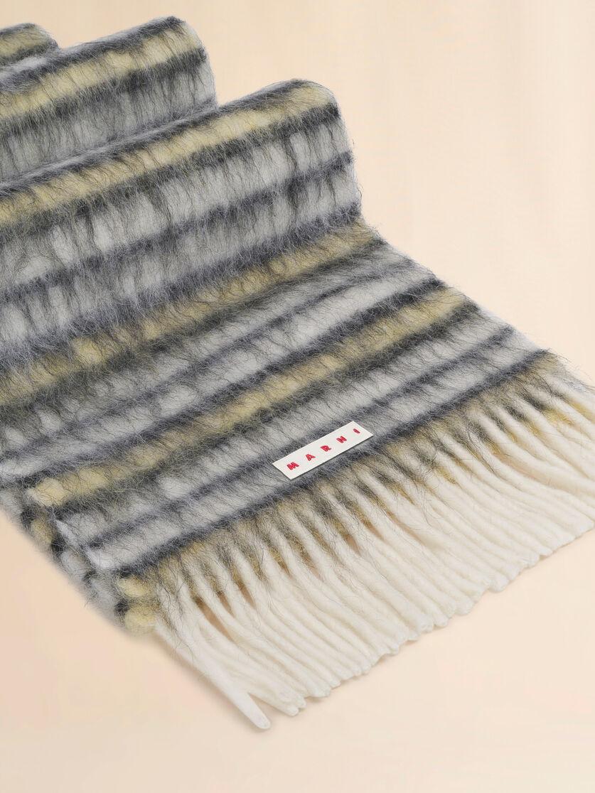 Stutterheim X Marni White Wool And Mohair Scarf With Striped Pattern