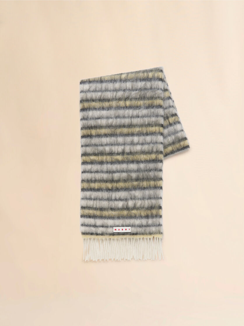 stutterheim x marni White wool and mohair scarf with striped pattern