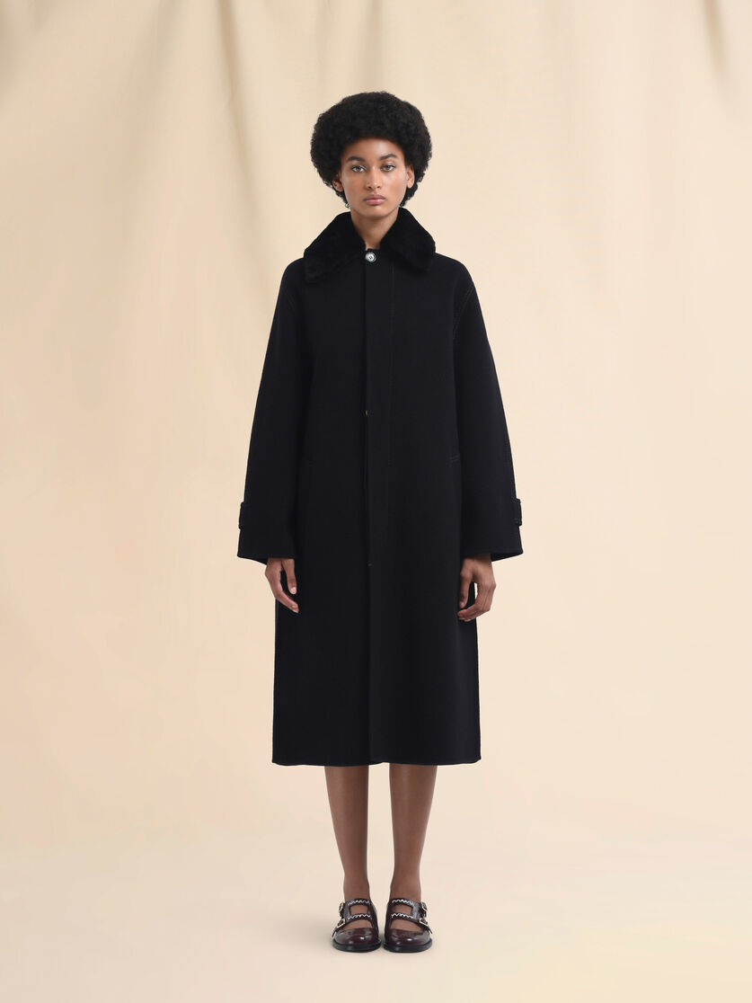 Stutterheim X Marni Wool And Cashmere Coat With Shearling Collar