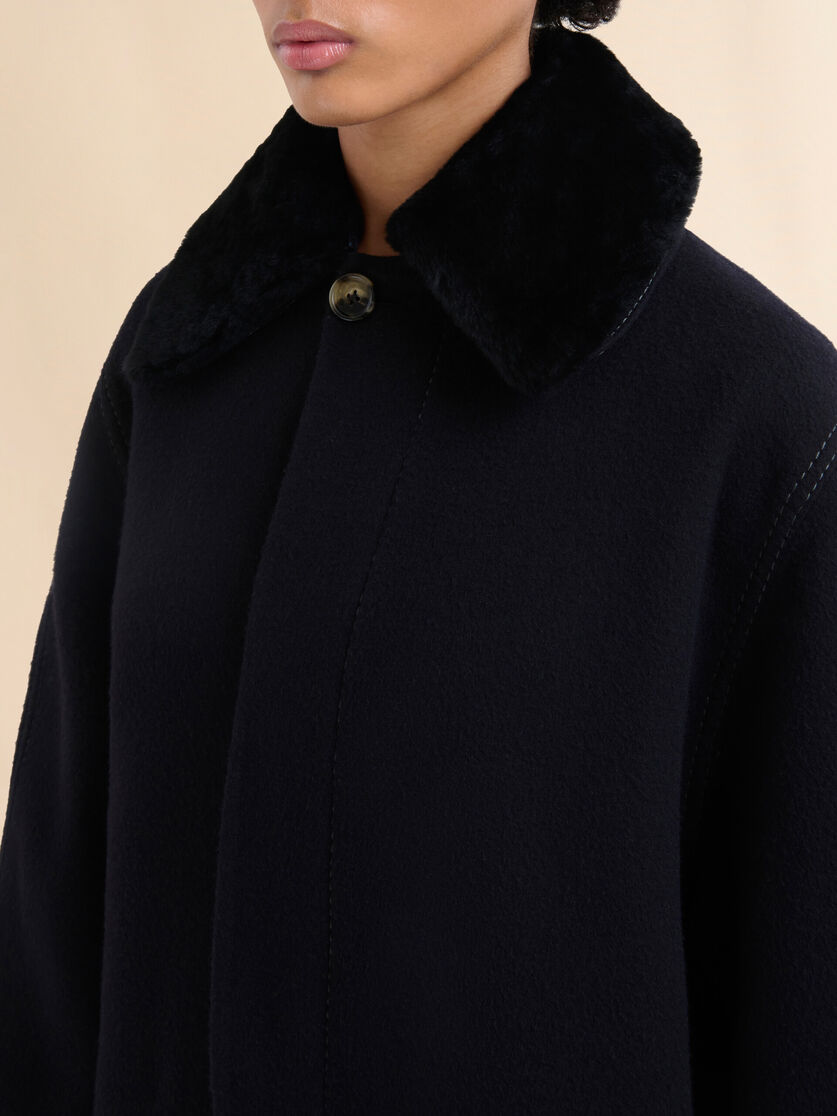 Stutterheim X Marni Wool And Cashmere Coat With Shearling Collar