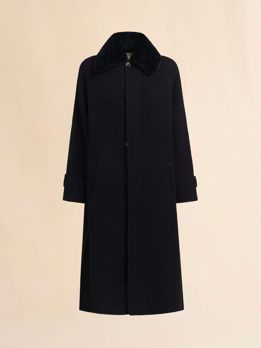 stutterheim x marni Wool and cashmere coat with shearling collar