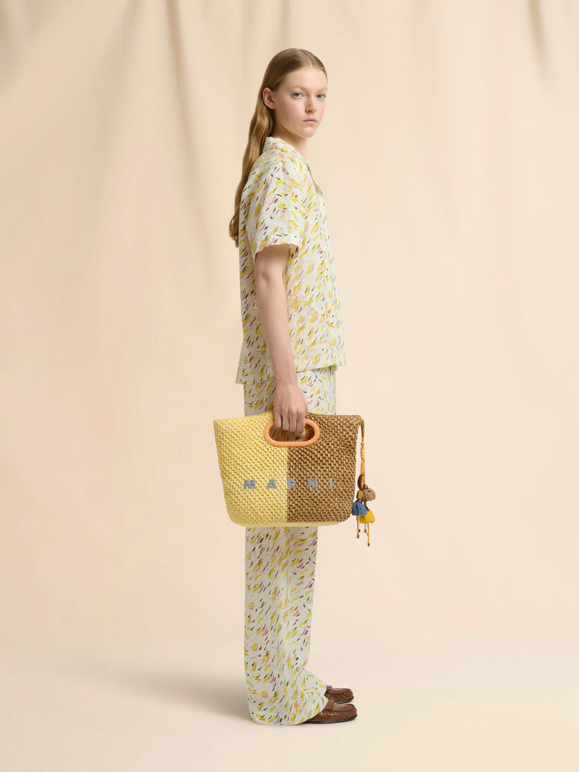 Stutterheim X Marni Yellow And Brown Paper Raffia Seaside Clutch