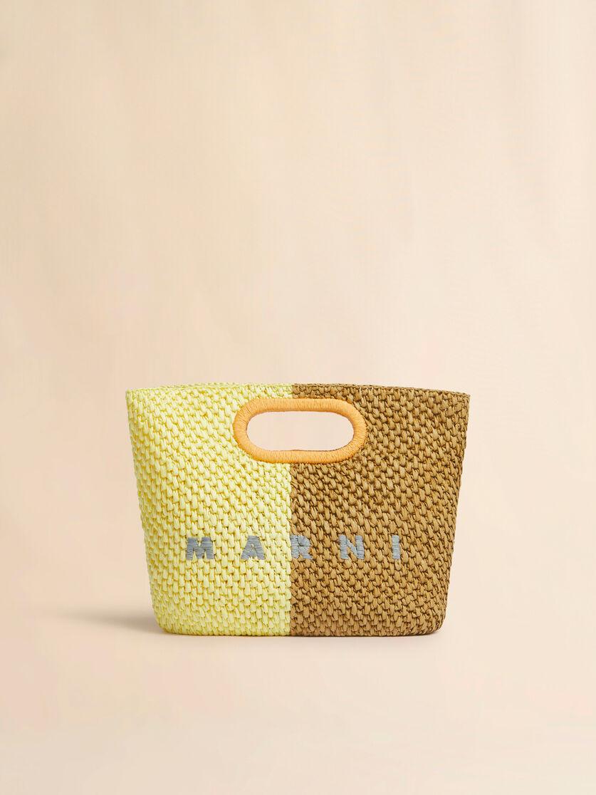 stutterheim x marni Yellow and brown paper raffia Seaside clutch