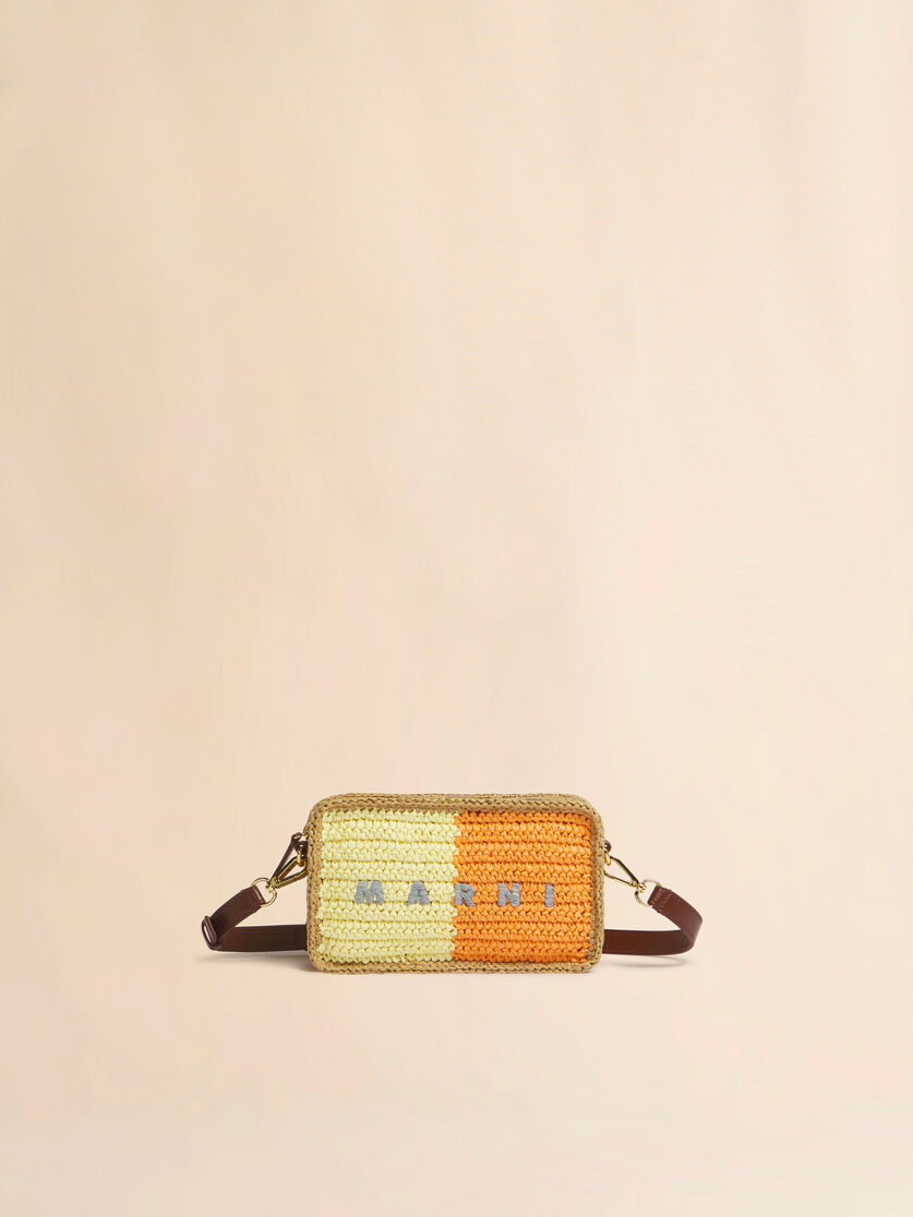 stutterheim x marni Yellow and orange paper raffia Seaside camera bag