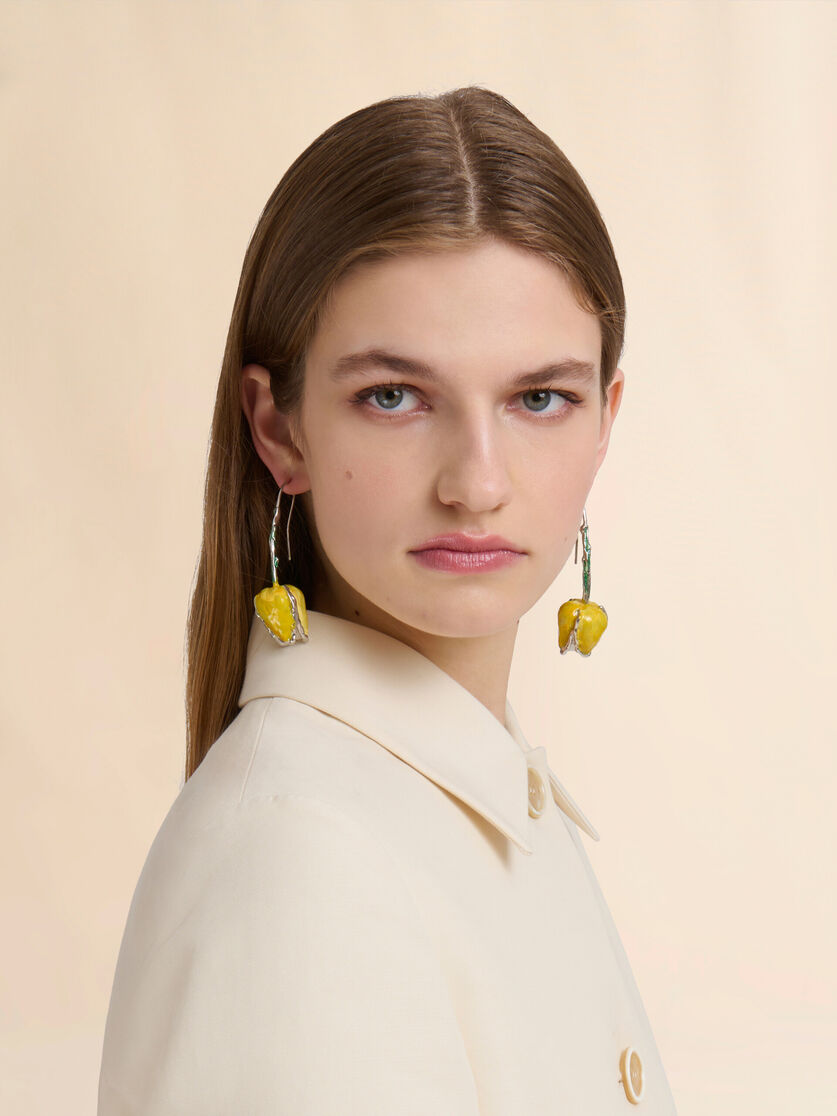 Stutterheim X Marni Yellow Enamelled Tulip Earrings