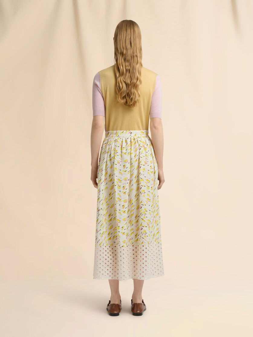 Stutterheim X Marni Yellow Linen Skirt With Brushstroke Wave Print