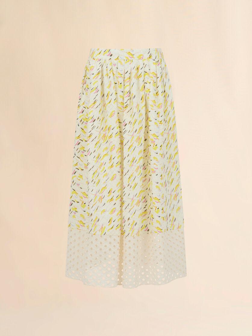 stutterheim x marni Yellow linen skirt with Brushstroke Wave print
