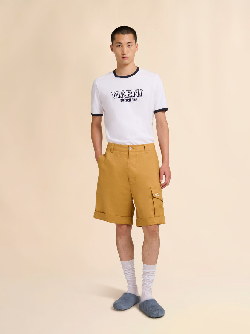 Stutterheim X Marni Yellow Ramie Cargo Shorts With Marni Wave Logo