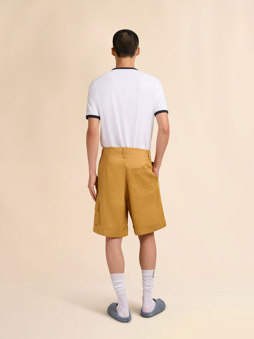 Stutterheim X Marni Yellow Ramie Cargo Shorts With Marni Wave Logo
