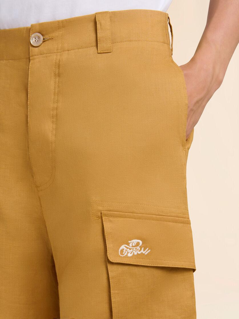 Stutterheim X Marni Yellow Ramie Cargo Shorts With Marni Wave Logo