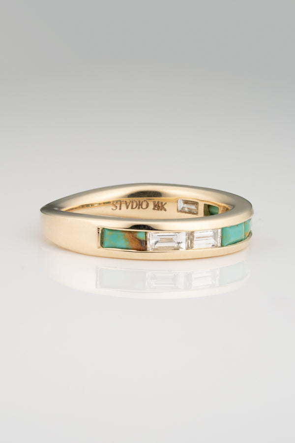 Stvdio BIGGIE TAPERED EAST WEST TURQUOISE DIAMOND RING