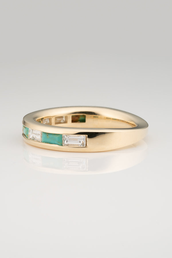 Stvdio BIGGIE TAPERED EAST WEST TURQUOISE DIAMOND RING