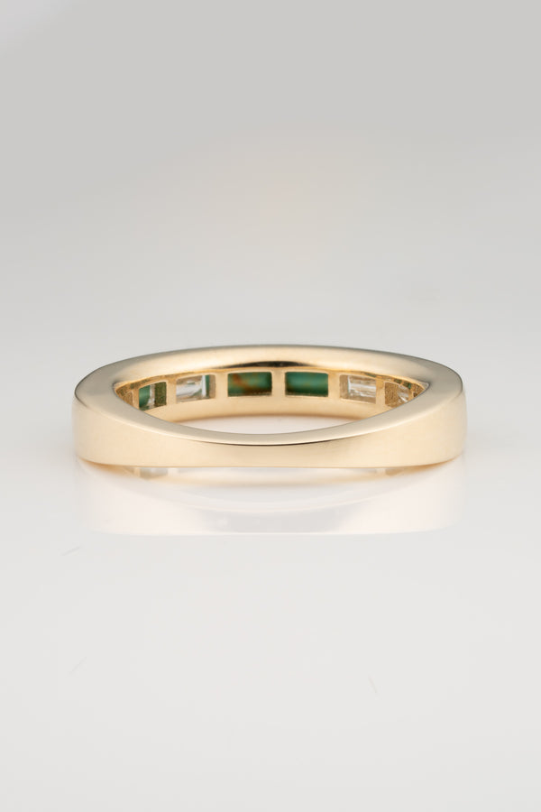 Stvdio BIGGIE TAPERED EAST WEST TURQUOISE DIAMOND RING