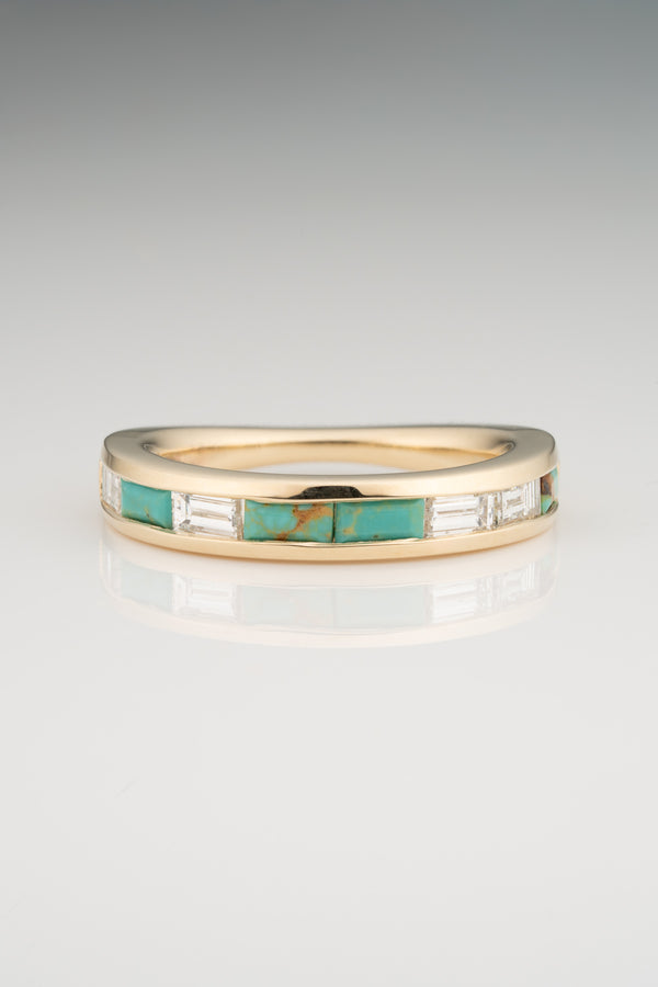 stvdio BIGGIE TAPERED EAST WEST TURQUOISE DIAMOND RING