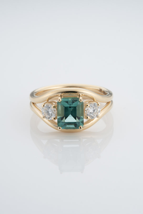 Stvdio EMERALD CUT TOURMALINE DOUBLE BAND RING