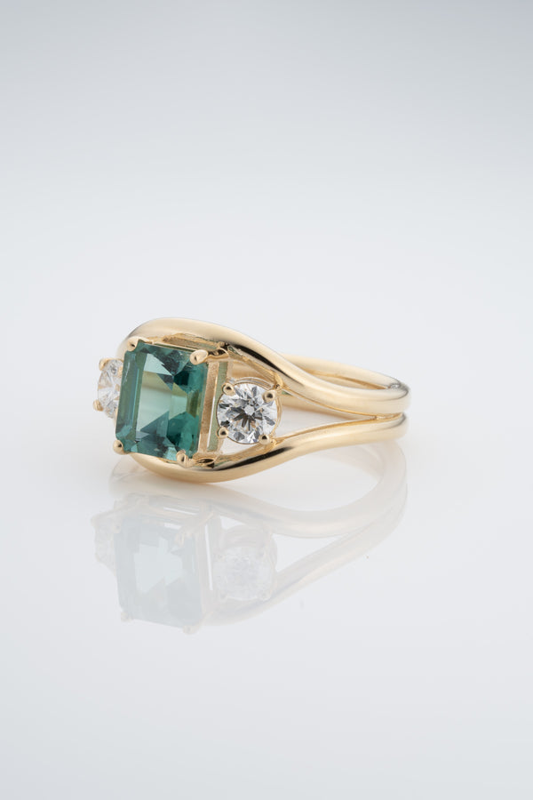 Stvdio EMERALD CUT TOURMALINE DOUBLE BAND RING