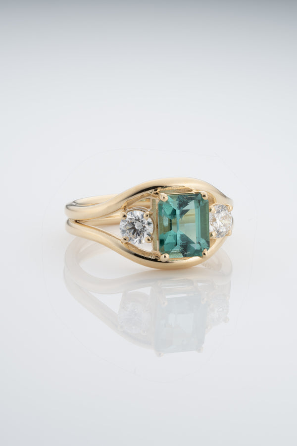 stvdio EMERALD CUT TOURMALINE DOUBLE BAND RING