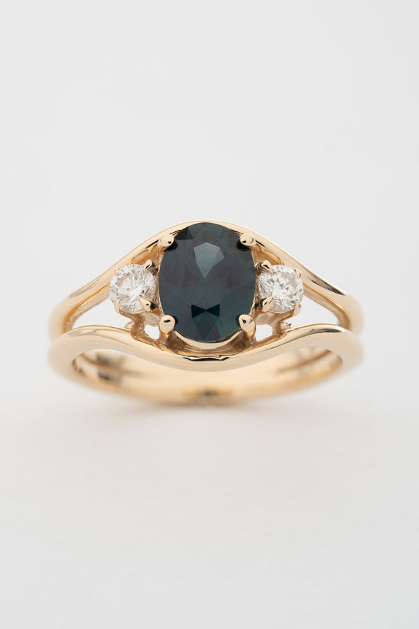 Stvdio PEACOCK SAPPHIRE DOUBLE BAND RING