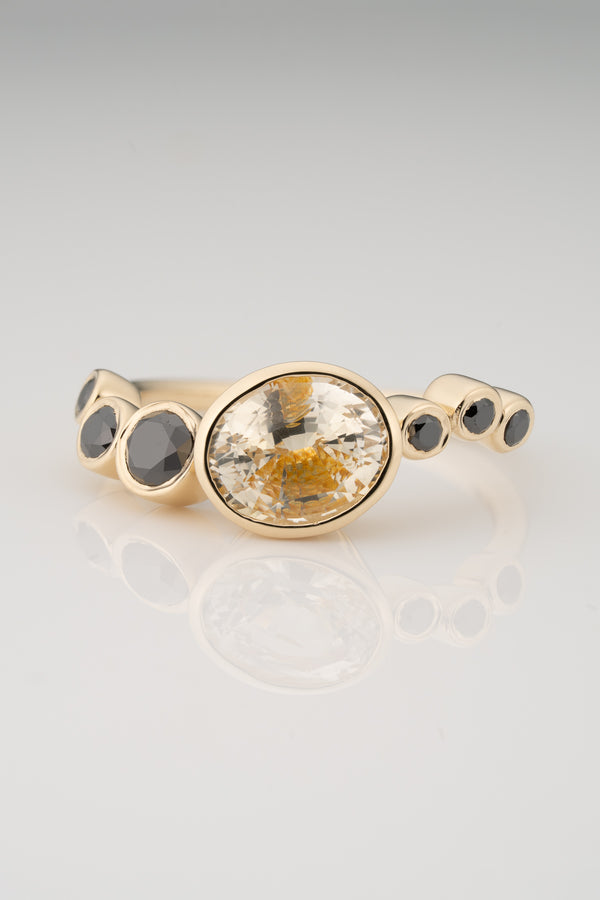 stvdio SAPPHIRE AND BLACK DIAMOND GRADUATED RING