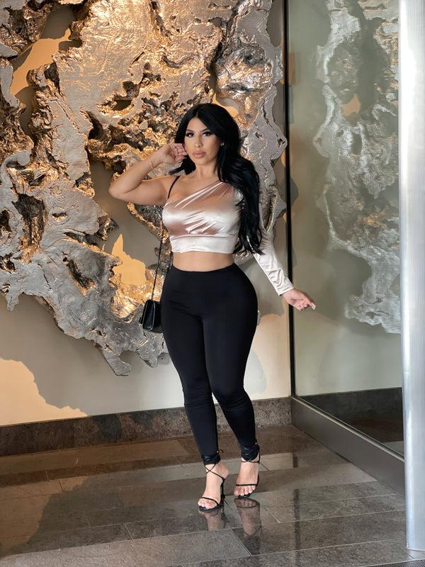 style & co Satin Love Top - Champagne