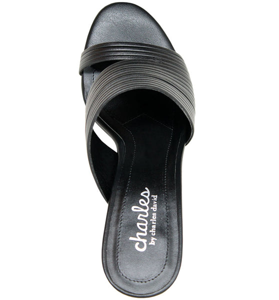 Style Charles By Charles David RHYTHMIC MULE SANDAL Black Smooth