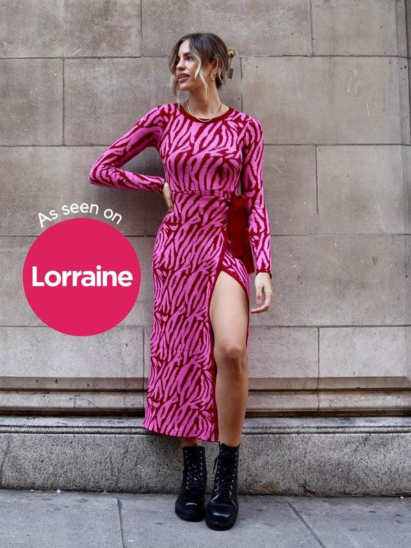 Style Cheat AS SEEN ON LORRAINE Renee Zebra Jacquard Knitted Midaxi Dress