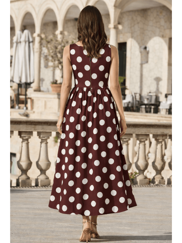Style Cheat Davica Chocolate Brown And Cream Polka Dot Midi Dress