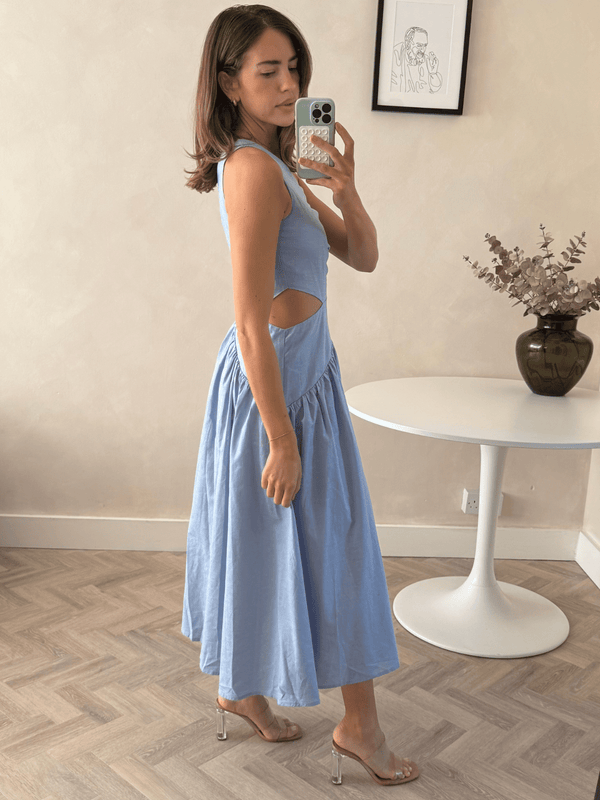 Style Cheat Jasmine Cut Out One Shoulder Dress In Baby Blue