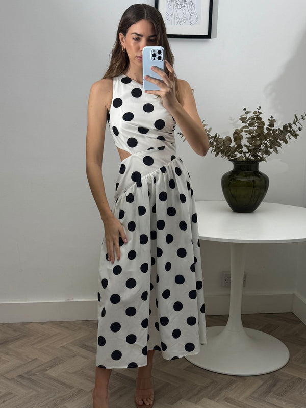 style cheat Jasmine Cut Out One Shoulder Dress in Mono