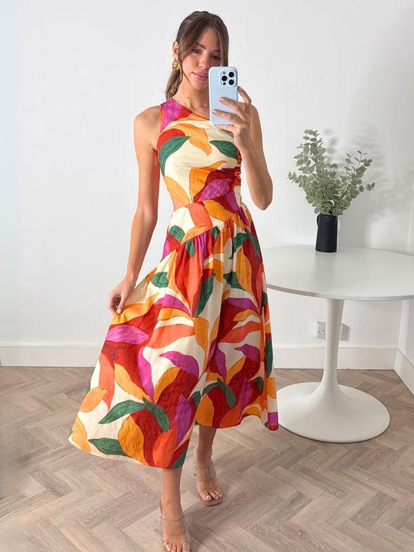Style Cheat Jasmine Cut Out One Shoulder Dress In Multi
