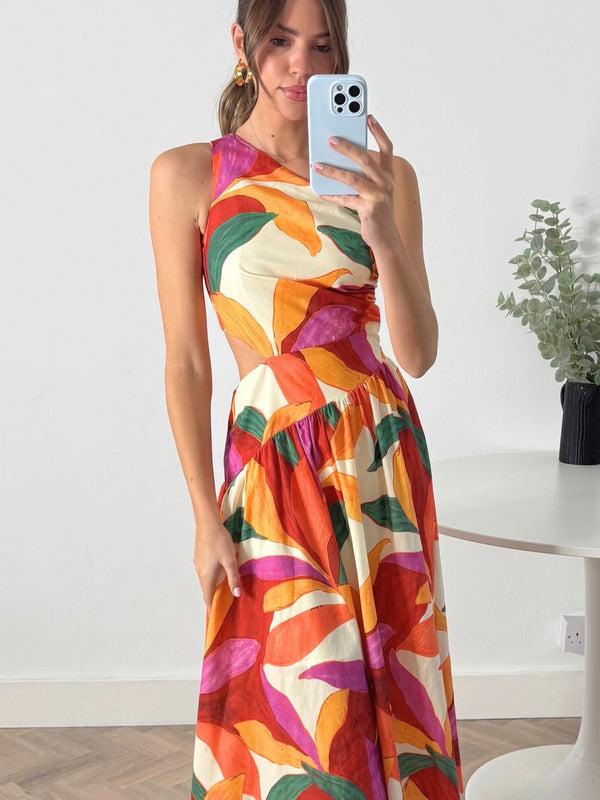 Style Cheat Jasmine Cut Out One Shoulder Dress In Multi